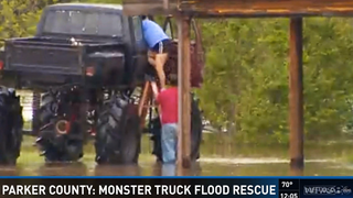 Monster Truck Makes Perfect 'Redneck Rescue' Through Texas Floods